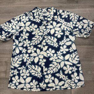 Hawaiian Islands Aloha Shirt Men’s 2XL Blue Floral Made in Hawaii USA
